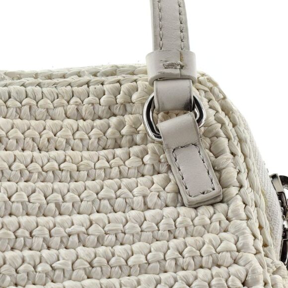 Prada Zip Phone Holder Crossbody Bag Raffia White - Picture 7 of 13